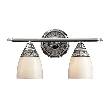 ELK SHOWROOM DIAMANTE COLLECTIONVANITY COLLECTION ELEGANT BATH LIGHTING 2LIGHT CHROME FINISH with WHITE GLASS H 525-2CHR